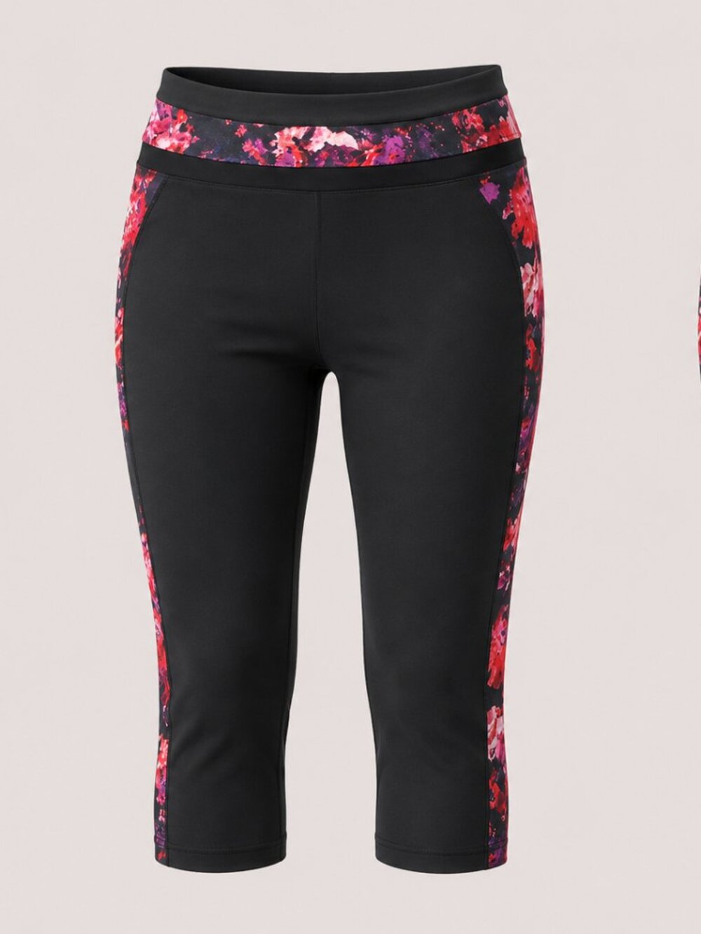 Fabletics Camacan PowerHold Capri Leggings Black Floral Medium